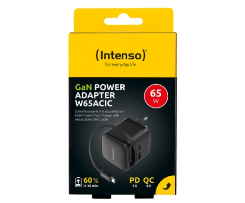 Intenso 7806520 adaptador e inversor de corriente Interior 65 W Negro