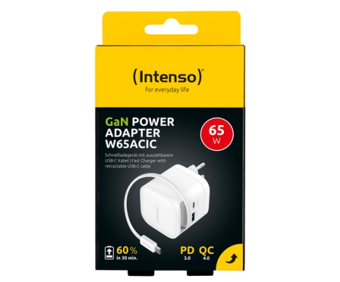 Intenso 7806520 adaptador e inversor de corriente Interior 65 W Negro