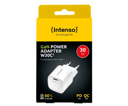 Intenso W30C² GaN Universal Blanco Corriente alterna Carga rápida Interior