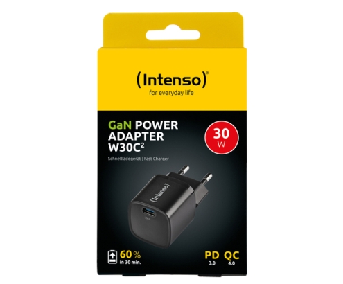 Intenso W30C² GaN Universal Negro Corriente alterna Carga rápida Interior