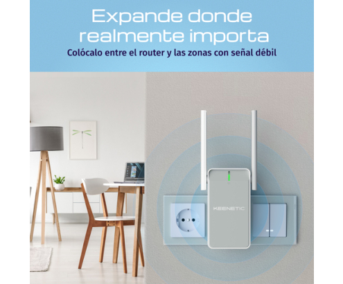 Keenetic Buddy 6 (KN-3411) Amplificador de cobertura Wi-Fi 6 Mesh AX3000 con puerto Gigabit Ethernet