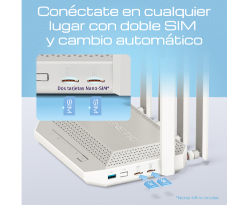 Keenetic Hero 5G (KN-4110) Módem router AX3000 Wi-Fi 6 5G Mesh con 2 ranuras de SIM, un Smart Switch 1×2.5G y 4×1G, puertos USB 3.0 y 2.0 multifunc
