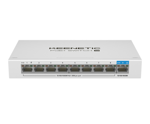 Keenetic PoE+ Switch 9 (KN-4710) Switch Gigabit de 9 puertos con 8 puertos PoE+ y asignación de energía de 120 W