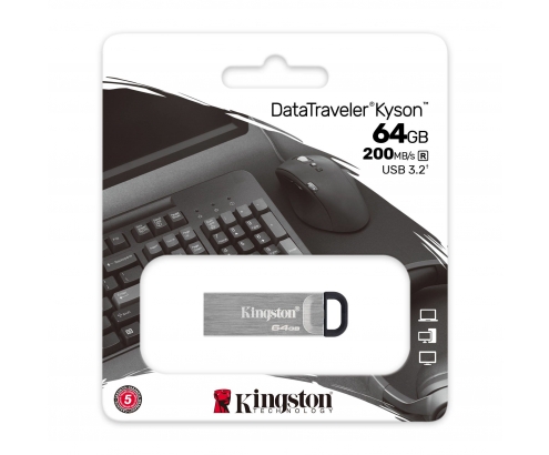 Kingston Data Traveler Kyson Pendrive 64gb USB 3.2 gen 1 plata DTKN/64GB
