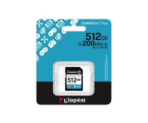 Kingston Technology Canvas Go! Plus 512GB SDXC Canvas Go Plus Gen4 200MB/s C10 UHS-I U3 V30