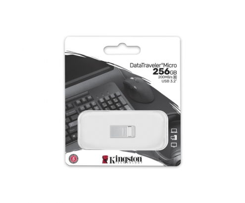 Kingston Technology DataTraveler Micro unidad flash USB 256 GB USB tipo A 3.2 Gen 1 (3.1 Gen 1) Plata