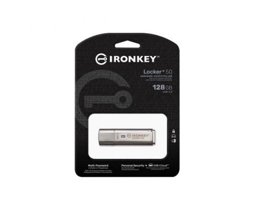 Kingston Technology IronKey Locker+ 50 unidad flash USB 128 GB USB tipo A 3.2 Gen 1 (3.1 Gen 1) Plata