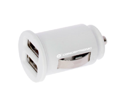 KIT 5 UNIDADES CARGADOR CONCEPTRONIC 2.4A 2 PUERTOS USB 5V 12 24V BLANCO CTCAR2AW5