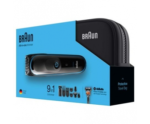 kit afeitado 9 en 1 braun corte de pelo afeitado corporal cortapelos nariz oreja cuchilla autoafliables inalambrico negro MGK3980TS