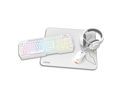 Krom Kenta 4 in 1 RGB Gaming Kit, Blanco