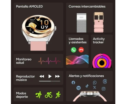 Ksix Smartwatch Lya, Pantalla AMOLED 1.19