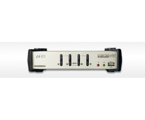 KVM ATEN CONMUTADOR DESKTOP 4-PORT USB PS/2 VGA SWITCH CON AUDIO USB 2.0 HUB CABLES INCLUIDOS CS1734B-AT-G