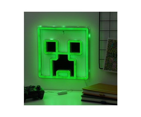 Lámpara LED Neón Minecraft Creeper para Pared 25 cm USB
