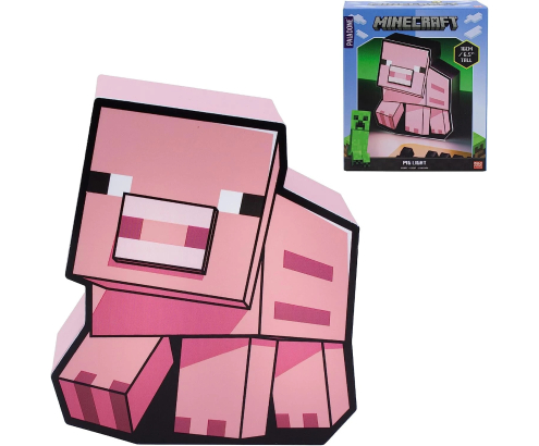 Lámpara Minecraft Pig Box con Figura de Cerdo y Luz Decorativa