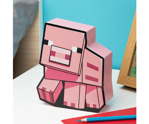 Lámpara Minecraft Pig Box con Figura de Cerdo y Luz Decorativa