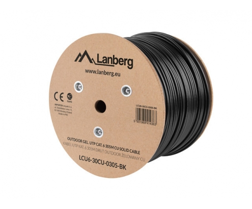 Lanberg LCU6-30CU-0305-BK cable de red Negro 305 m Cat6 U/UTP (UTP)
