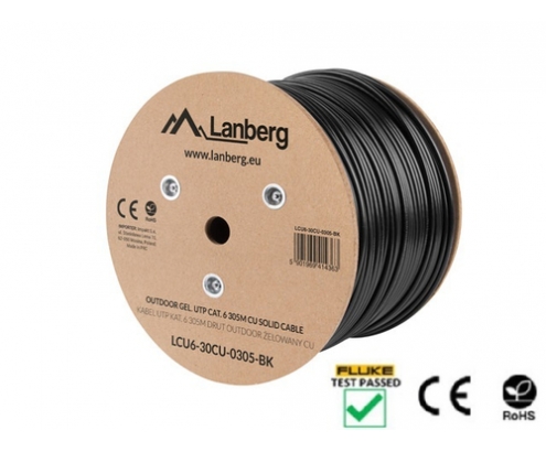 Lanberg LCU6-30CU-0305-BK cable de red Negro 305 m Cat6 U/UTP (UTP)