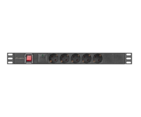 Lanberg PDU-05F-0200-BK unidad de distribución de energía (PDU) 5 salidas AC 1U Negro