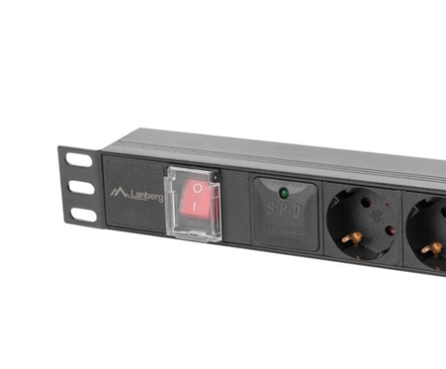 Lanberg PDU-05F-0200-BK unidad de distribución de energía (PDU) 5 salidas AC 1U Negro