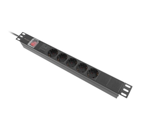 Lanberg PDU-05F-0200-BK unidad de distribución de energía (PDU) 5 salidas AC 1U Negro
