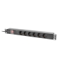 Lanberg PDU-06F-0200-BK unidad de distribución de energía (PDU) 6 salidas AC 1U Negro