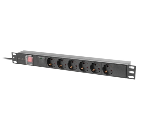 Lanberg PDU-06F-0200-BK unidad de distribución de energía (PDU) 6 salidas AC 1U Negro