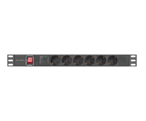 Lanberg PDU-06F-0200-BK unidad de distribución de energía (PDU) 6 salidas AC 1U Negro