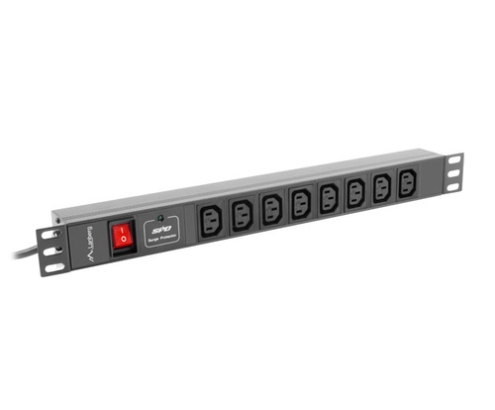 Lanberg PDU-08I-0200-C20-BK unidad de distribución de energía (PDU) 8 salidas AC 1U Negro