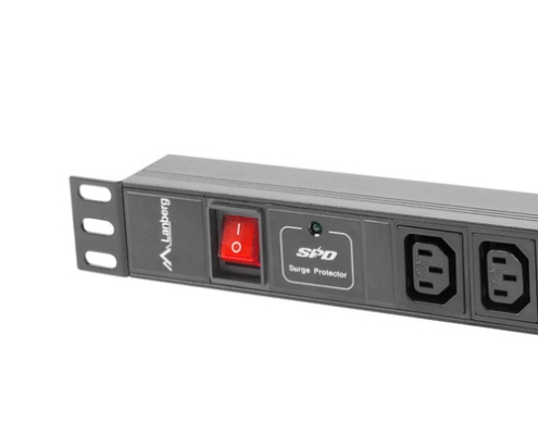 Lanberg PDU-08I-0200-C20-BK unidad de distribución de energía (PDU) 8 salidas AC 1U Negro