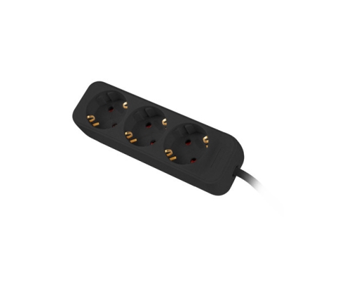 Lanberg PS0-03F-0150-BK base múltiple 1,5 m 3 salidas AC Interior Negro