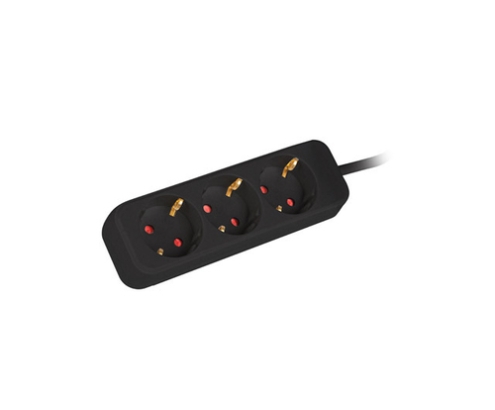Lanberg PS0-03F-0150-BK base múltiple 1,5 m 3 salidas AC Interior Negro
