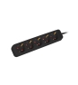 Lanberg PS0-05F-0300-BK base múltiple 3 m 5 salidas AC Interior Negro