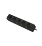 Lanberg PS0-05F-0300-BK base múltiple 3 m 5 salidas AC Interior Negro