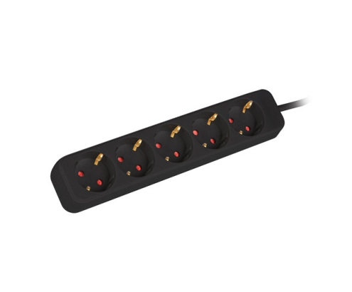 Lanberg PS0-05F-0300-BK base múltiple 3 m 5 salidas AC Interior Negro