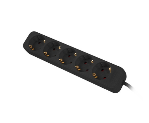 Lanberg PS0-05F-0300-BK base múltiple 3 m 5 salidas AC Interior Negro