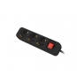 Lanberg PS1-03F-0150-BK base múltiple 1,5 m 3 salidas AC Interior Negro