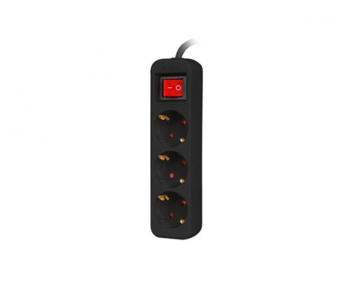 Lanberg PS1-03F-0150-BK base múltiple 1,5 m 3 salidas AC Interior Negro