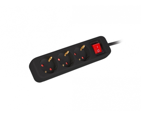 Lanberg PS1-03F-0150-BK base múltiple 1,5 m 3 salidas AC Interior Negro