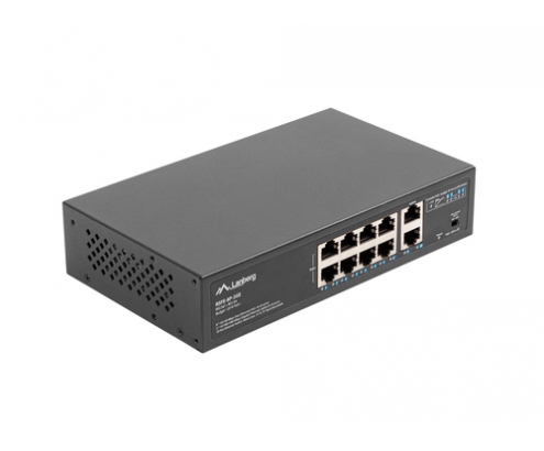 Lanberg RSFE-8P-2GE-120 switch No administrado Gigabit Ethernet (10/100/1000) EnergÍ­a sobre Ethernet (PoE) 1U Negro