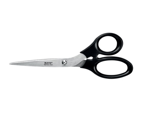Leitz 54250095 tijera de escritorio y manualidades Tijeras de oficina Corte recto Negro, Acero inoxidable