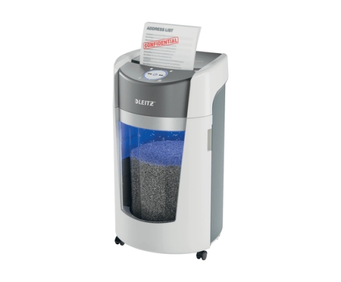 Leitz Destructora de Papel IQ OptiMax Office Microcorte Seguridad P5 35L - Blanca