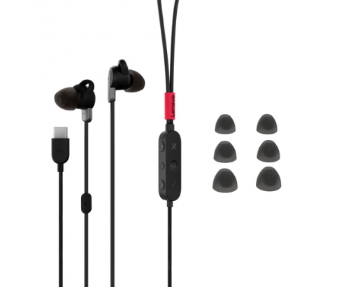 Lenovo 4XD1C99220 auricular y casco Auriculares Alámbrico Dentro de oÍ­do Música/uso diario USB Tipo C Negro