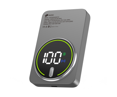 Leotec Power Bank inalámbrico 10000mAh 20W Gris