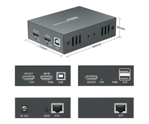 LevelOne HVE-8111 extensor audio/video Transmisor y receptor de señales AV Negro