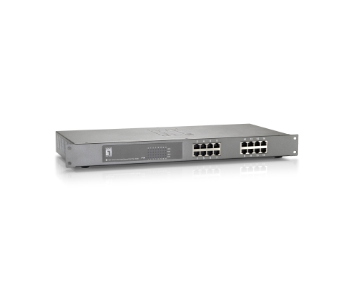 LevelOne Switch Fast Ethernet PoE de 16 puertos, 480W, 802.3at PoE+