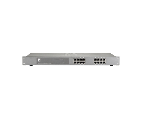 LevelOne Switch Fast Ethernet PoE de 16 puertos, 480W, 802.3at PoE+