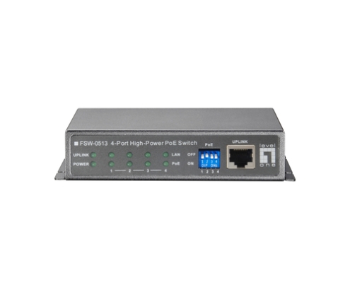 LevelOne Switch Fast Ethernet PoE de 5 puertos, 4 Puertos PoE, 120W
