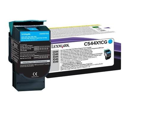 Lexmark C544/546, X544/546 Cartucho tóner cian Extra Alto Rendimiento Retornable 4K