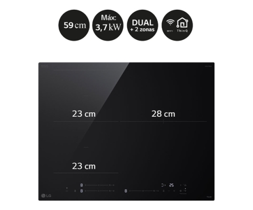 LG CI5Z2420BN hobs Negro Integrado 59 cm Con placa de inducción 3 zona(s)