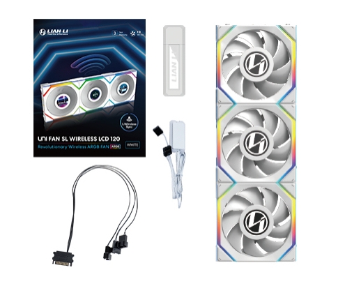 Lian Li UNI FAN SL Wireless LCD 120 Carcasa del ordenador Ventilador 12 cm Blanco 3 pieza(s)